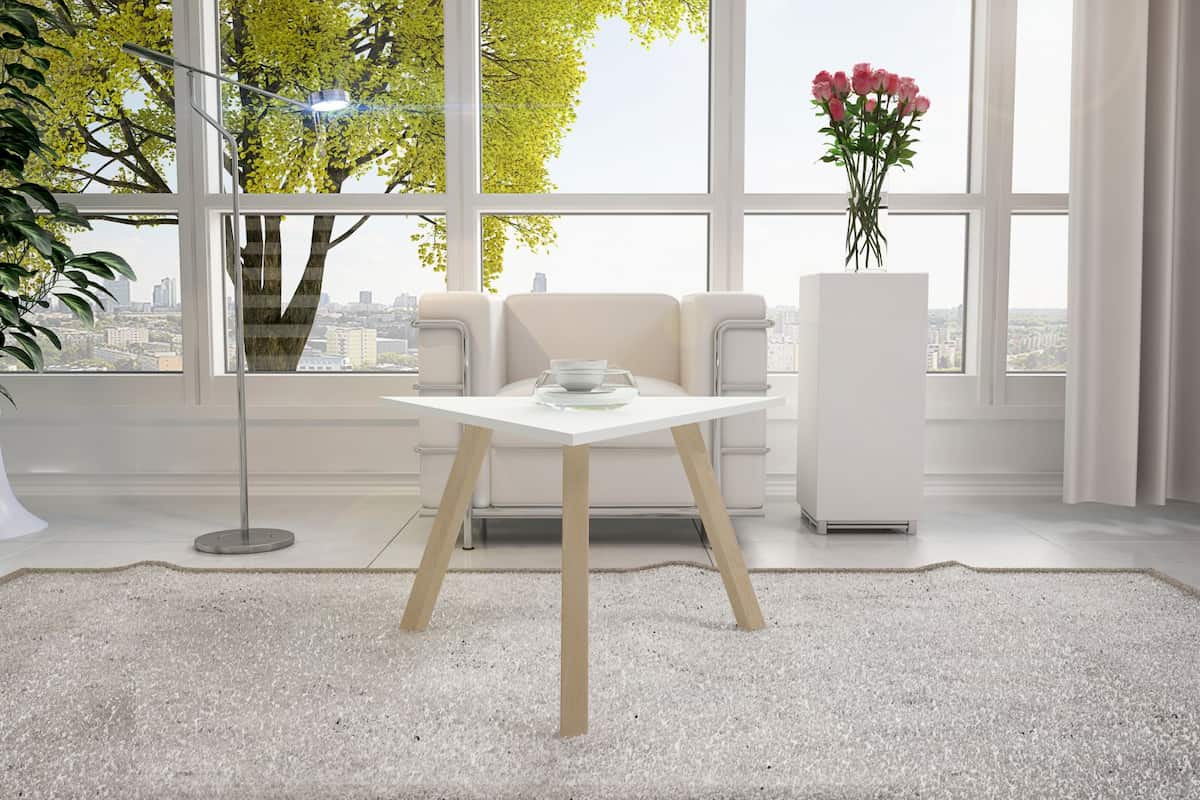 Kwadratowy biały stolik Kris w stylu skandynawskim