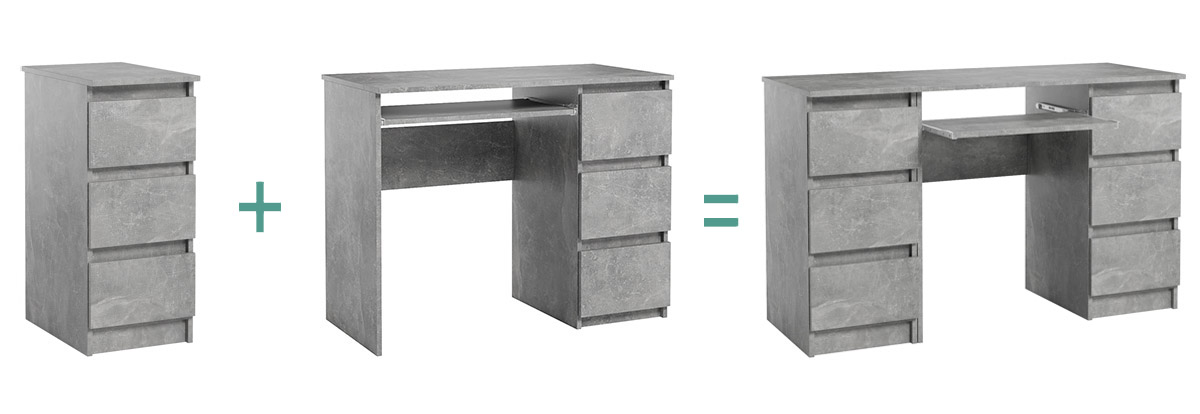 Íróasztal fiókokkal és szekrénnyel Jaris beton motívum