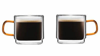 Komplet 2 szklanek z podwójną ścianką do espresso Amber 80 ml