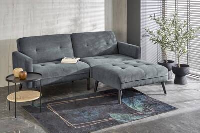 CORNELIUS sofa rozkładana z funkcją narożnika popiel (1p=1szt)