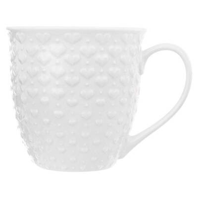 Kubek ceramiczny z uchem do picia kawy herbaty napojów serca biały 580 ml