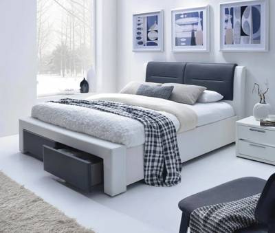 Łóżko Cassandra S z Szufladami 140 cm w kolorze czarno-białym