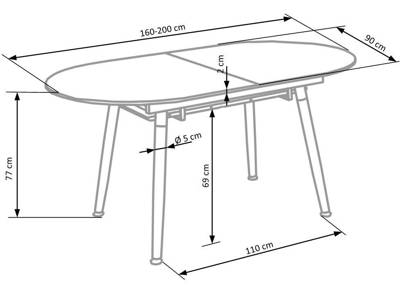 Stół Rozkładany Caliber160-200 cm Biały/ Dąb Remo